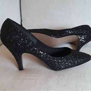 VINTAGE Fayva Black Glitter high heel pumps s5.5